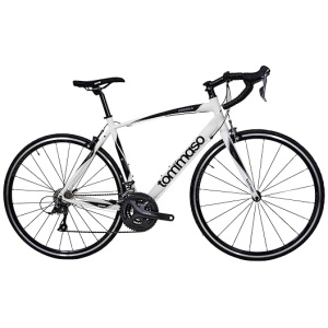 Tommaso Forcella Endurance Aluminum Road Bike, Carbon Fork, Shimano Claris R2000, 24 Speeds, Aero Wheels, Matte Black, Matte White
