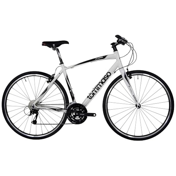 Tommaso La Forma Lightweight Comfortable Hybrid Bikes, Fitness Commuter Bike, Black, White