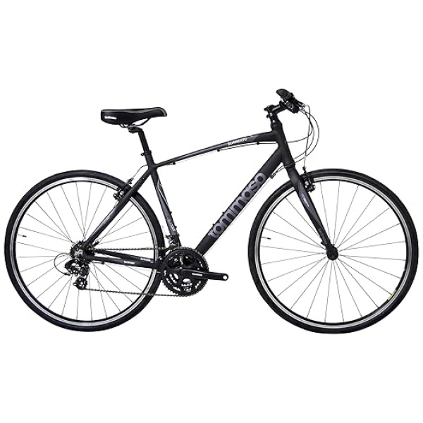 Tommaso Sorrento Hybrid Bike, Fitness and Commuter Flat Bar Shimano Tourney Bike, Matte Black