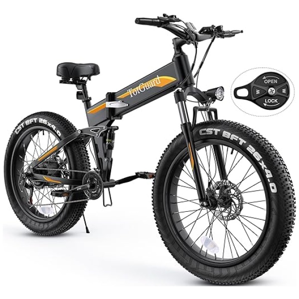 TotGuard Electric Bike, 26" x 4.0 Fat Tire Ebike with 500W Brushless Motor (Peak 750W), 48V 10Ah Foldable Electric Bicycles, 21.6MPH Electric...