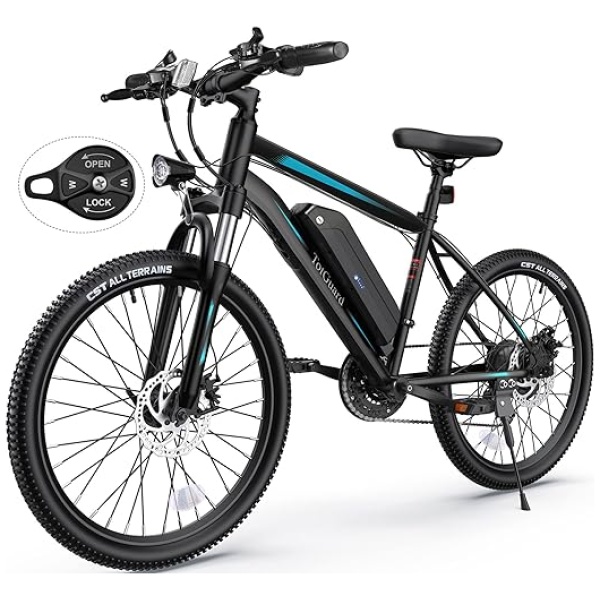 TotGuard Electric Bike, Electric Bike for Adults, 26" Ebike 500W Peak Motor, 19.8MPH Electric Mountain Bike with 374.4WH Removable Battery,...