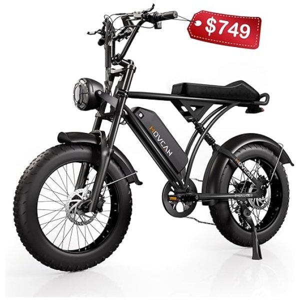 V60 Series Electric Bike, 48V 18.2/15.6Ah Removable Battery 20” Fat Tire Electric Bike, 1500/1000W Motor 33/30MPH Top Speed Electric Motorcycle, 7...