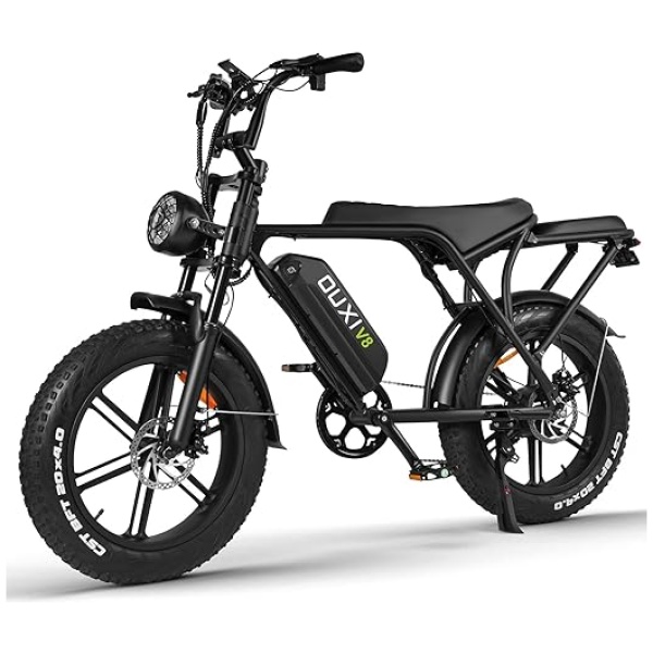 V8 Electric Bike Adults, Electric Mountain Bike with 750W Motor 48V 15Ah Removable Larger Battery 31MPH 20'' Fat Tire E Bike Shi-Mano 7-Speed Adult...