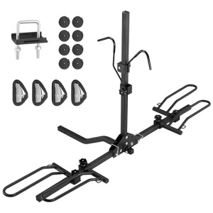 VEVOR Hitch Mount Bike Rack, 80 LBS Capacity Ebike Rack, 2-Bike Platform Style for 1.25-/2-inch Hitch Receiver, Titling and Folding Bike Carrier...