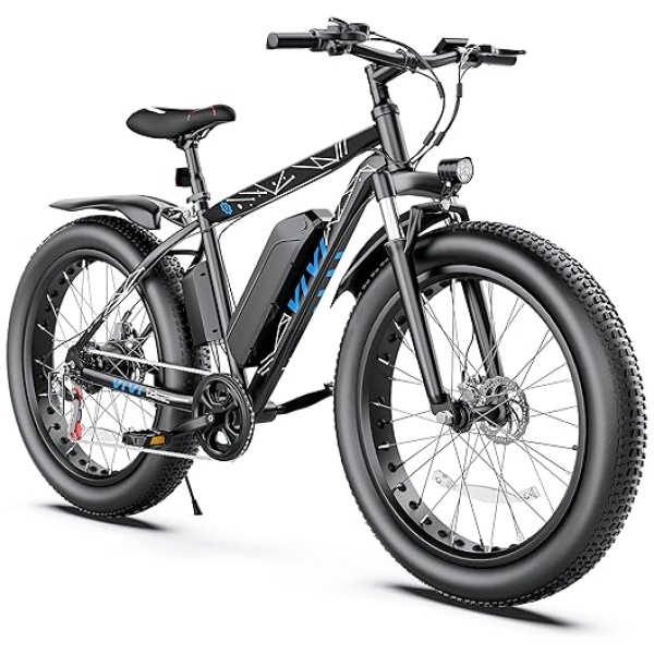 Vivi Electric Bike 26" x 4.0 Fat Tire Electric Bicycle, 750W Motor Peak Electric Mountain Bike, 25MPH Ebikes for Adults with 48V 13AH Removable...