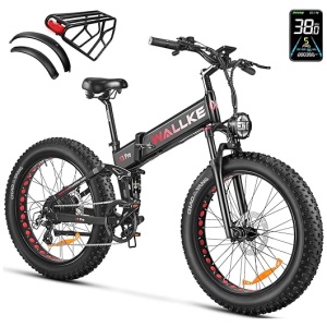 W Wallke X3 Pro Electric Bike 2000W Dual Motor/1200W Full Suspension 1056WH Foldable 26 Inch Fat Tire Mountain Ebikes Adults 34-35MPH Fast Electric...