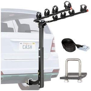 WEIZE 4-Bike Hitch Mount Rack with 2" Hitch for Cars, Trucks, SUVs, Tiltable Foldable Steel Bicycle Carrier Racks with Anti-Rattle Adapter and...