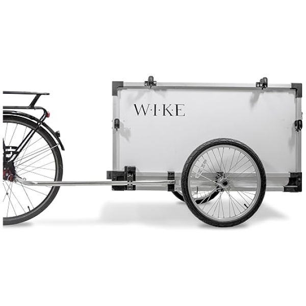 WIKE Landscaping & Utility Aluminum Cargo Bike Trailer: Inside Cargo dims 26" Wx43 Lx24 W - Easy Load Tailgate, 4 Tool Holders, Heavy Duty Side...