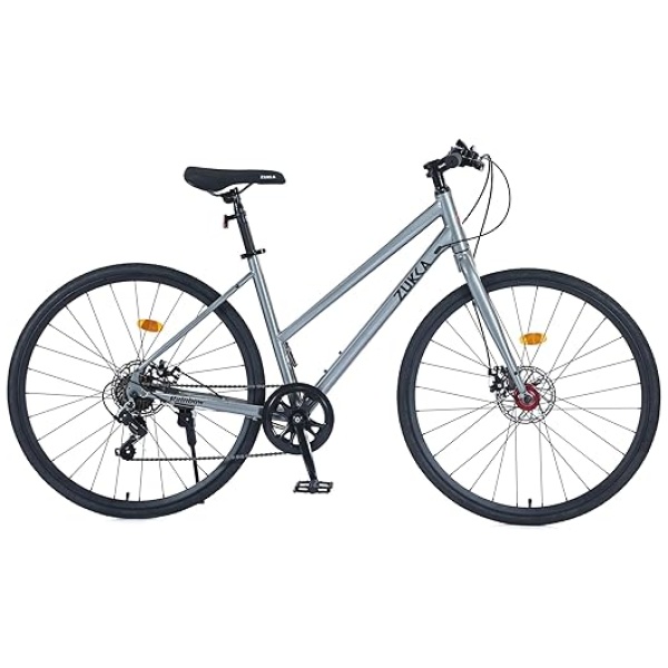 Womens Hybrid Bike, 7 Speed Road Bike Disc Brake, 700C Wheel Adult Bikes for Women and Men, City Commuter Road Bicycle