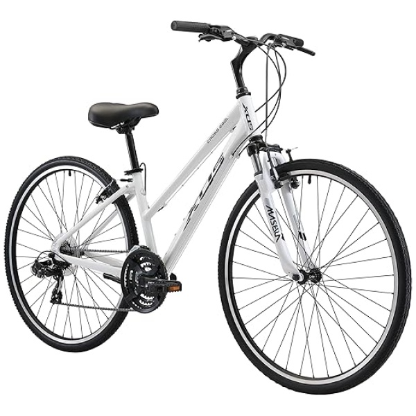 XDS Women's Cross 200 21-Speed Step-Through Hybrid Bicycle, 44 cm, White