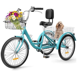 YITAHOME Adult Tricycle, 24 & 26 Inch 3 Wheel Bikes, 1 Speed Trike Bike for Adults with Removable Baskets, Cruiser Bike for Seniors Women Men...